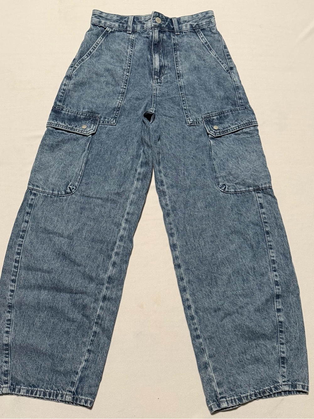 Wide Leg GU Size S Cargo Jeans - Blue